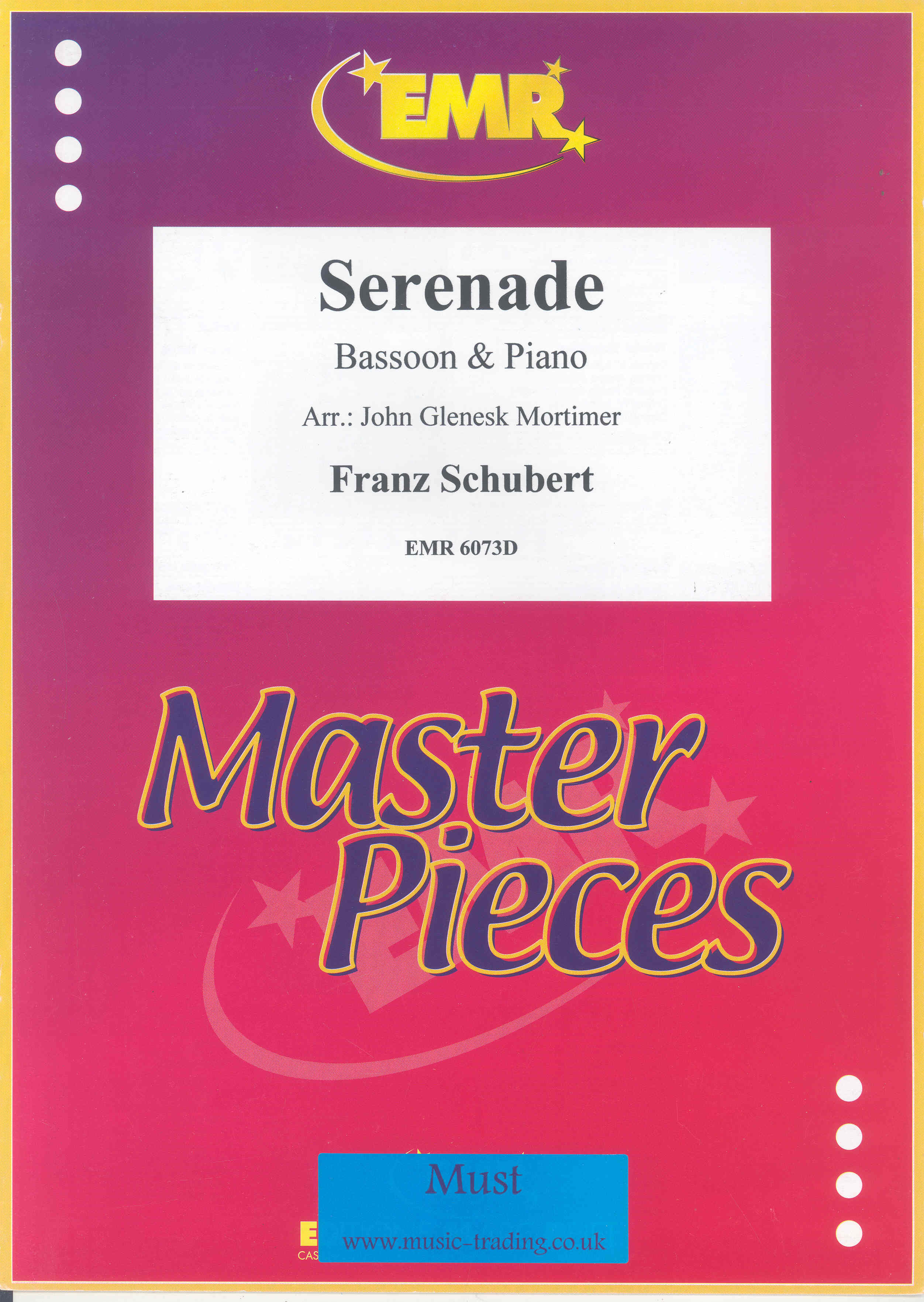 Schubert Serenade For Bassoon & Piano Arr Mortimer Sheet Music Songbook