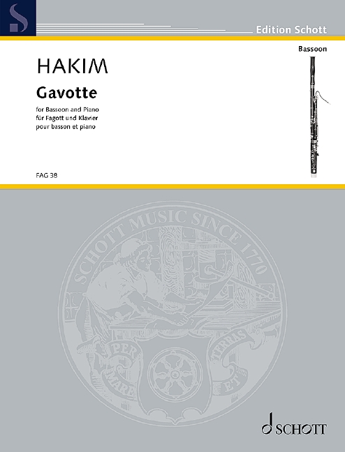Hakim Gavotte Bassoon & Piano Sheet Music Songbook