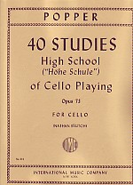 Popper High School Of Cello Playing 40 Etudes Op73 Sheet Music Songbook