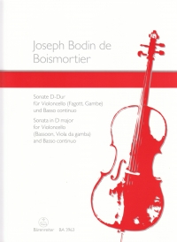 Boismortier Sonata Op50 No 3 D Cello Sheet Music Songbook