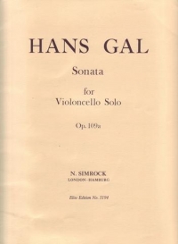 Gal Sonata Op109a Cello Sheet Music Songbook