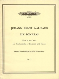Galliard Sonata No 5 Dmin Cello Or Bassoon & Piano Sheet Music Songbook