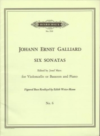 Galliard Sonata No 6 C Cello Or Bassoon & Piano Sheet Music Songbook