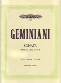 Geminiani Sonata Op5/2 Dmin Cello Sheet Music Songbook