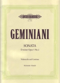 Geminiani Sonata Op5/2 Dmin Cello Sheet Music Songbook