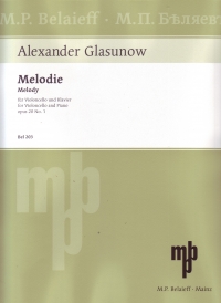 Glazunov Melodie Op20/1 Cello & Piano Sheet Music Songbook