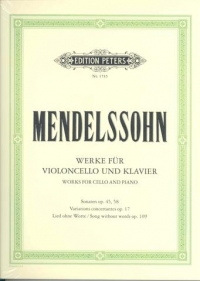 Mendelssohn Original Compositions Cello Sheet Music Songbook