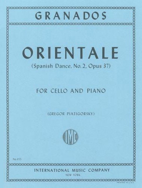Granados Orientale Op37 No 2 Cello Sheet Music Songbook