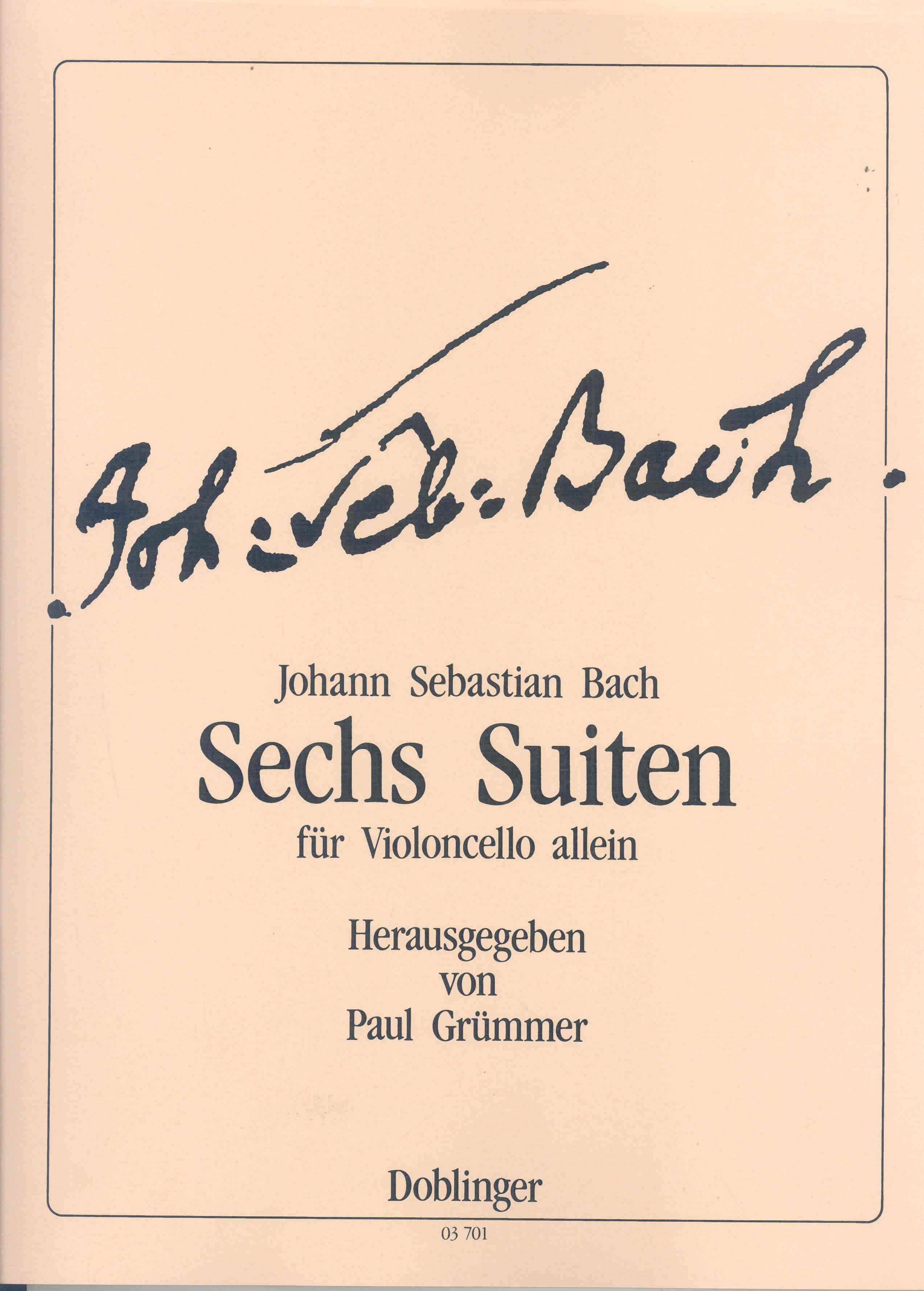 Bach Suites (6) Grummer Cello Solo Sheet Music Songbook