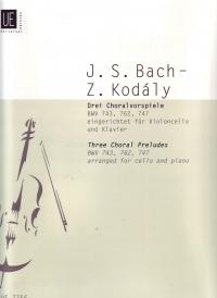Bach Choral Preludes (3) Cello & Piano Sheet Music Songbook