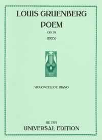 Gruenberg Poem Op19 Cello & Piano Sheet Music Songbook