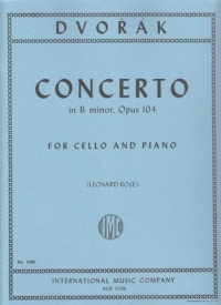 Dvorak Concerto Op104 Bmin Cello & Piano Sheet Music Songbook