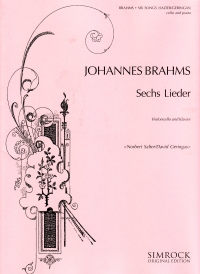 Brahms 6 Songs Cello & Piano Sheet Music Songbook