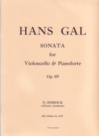 Gal Sonata Op 89 Cminor Cello & Piano Sheet Music Songbook