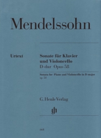 Mendelssohn Sonata Op58 D Cello & Piano Sheet Music Songbook