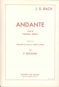 Bach Andante From Concerto Italien Cello Sheet Music Songbook