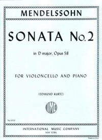Mendelssohn Sonata No 2 D Op58 Cello & Piano Sheet Music Songbook
