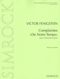 Fenigstein Complaintes De Notre Temps Cello & Pf Sheet Music Songbook