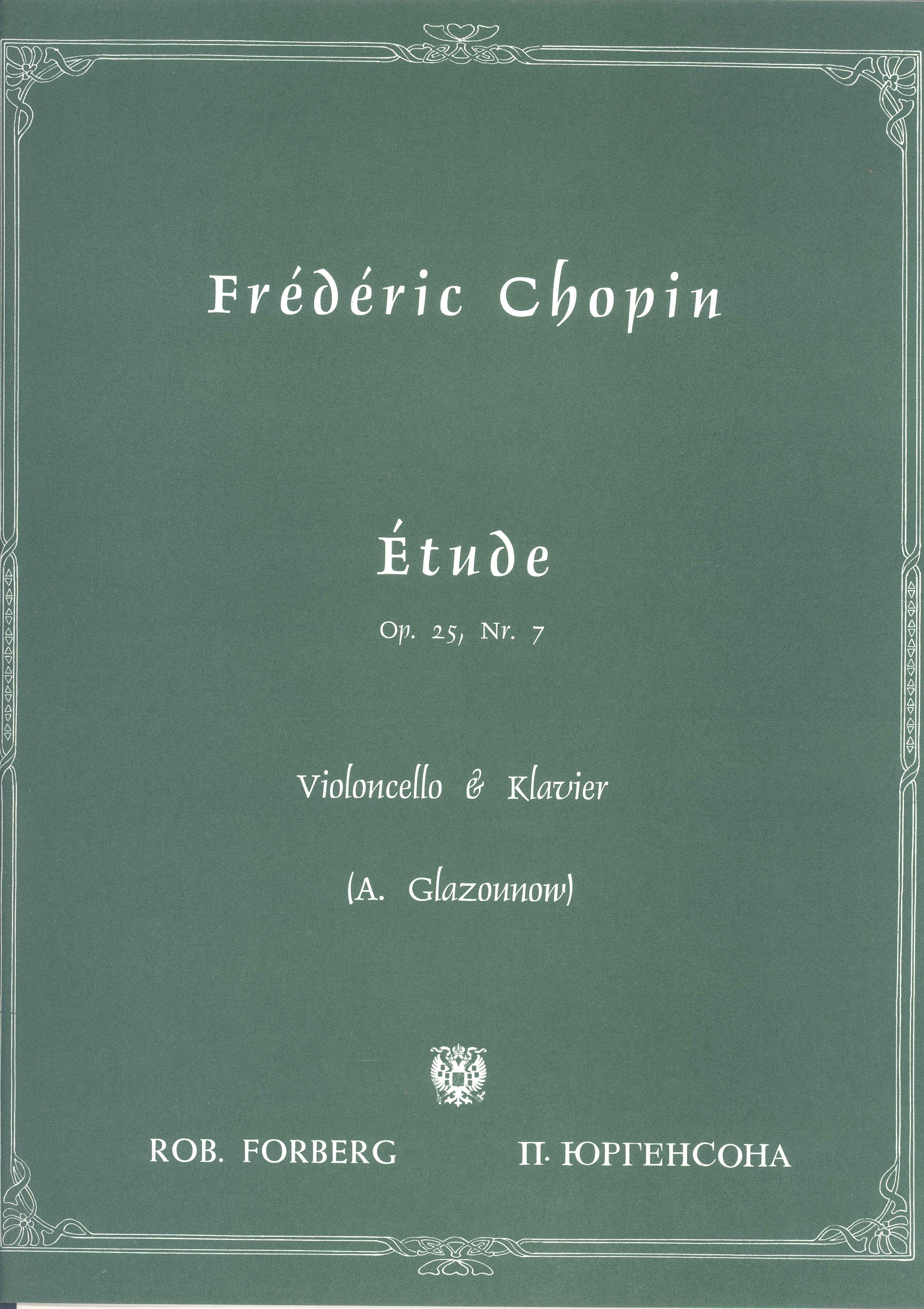 Chopin Etude Op25 No 7 Cello & Piano Sheet Music Songbook