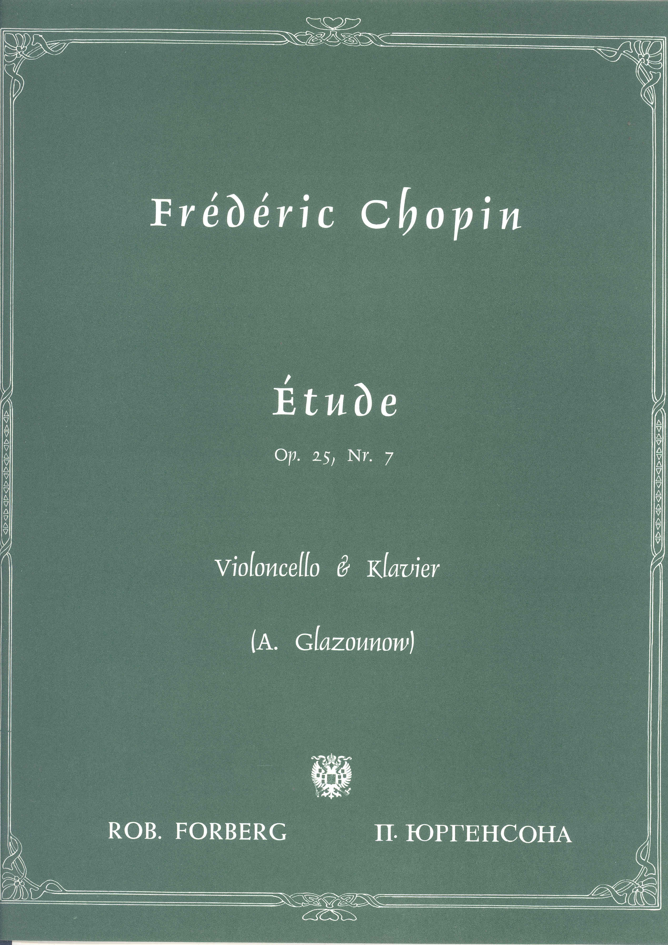 Chopin Etude Op25 No 7 Cello & Piano Sheet Music Songbook