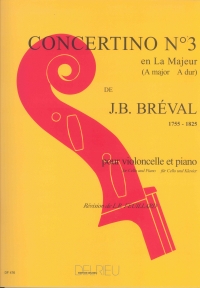 Breval Concertino No3 A Major Cello & Piano Sheet Music Songbook