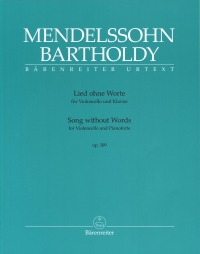 Mendelssohn Song Without Words Op109 Cello & Pf Sheet Music Songbook