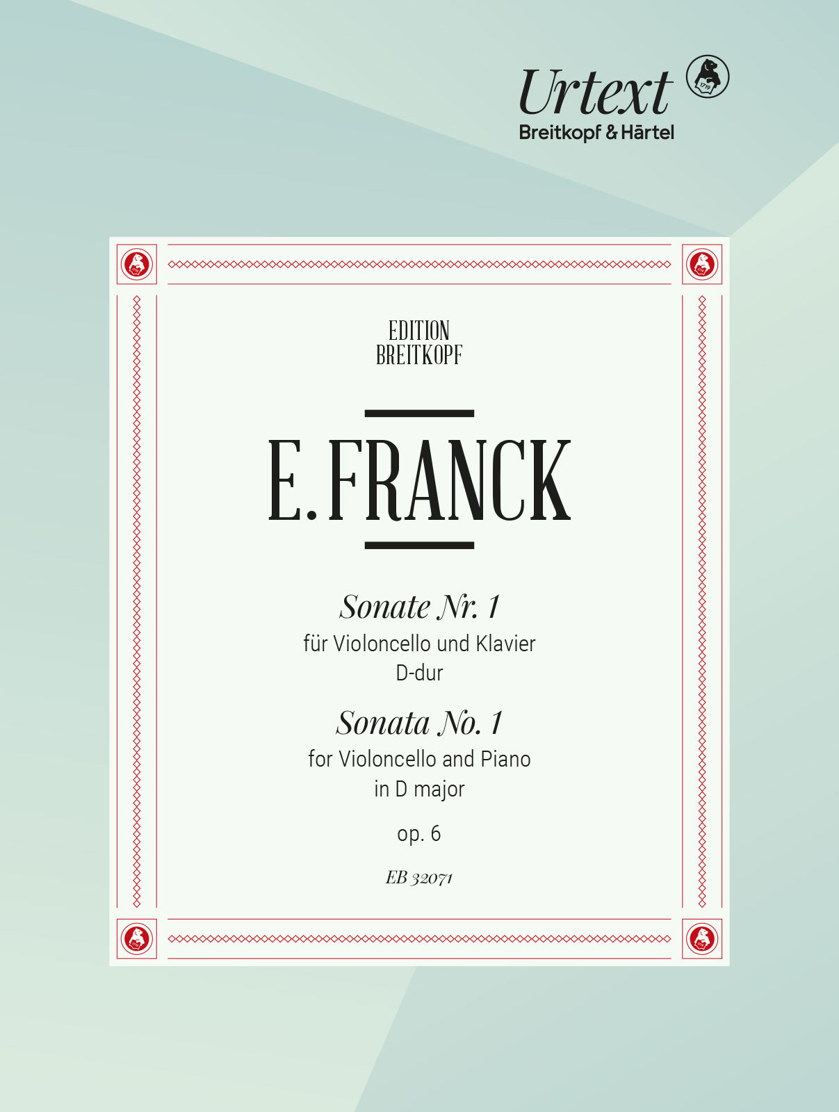 Franck Sonata No 1 D Op6 Cello & Piano Sheet Music Songbook