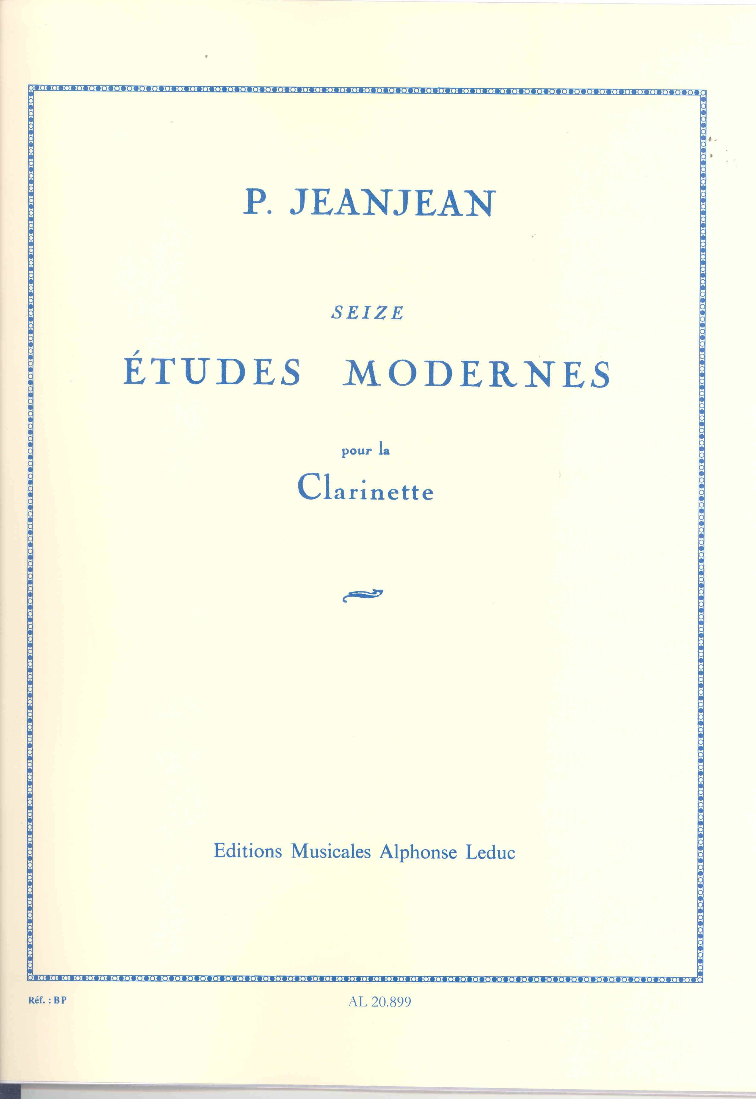 Jeanjean 16 Etudes Modernes Clarinet Sheet Music Songbook