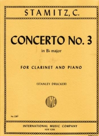 Stamitz Concerto No 3 Bb Clarinet Sheet Music Songbook