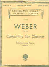 Weber Concertino Op26 Eb Clarinet Sheet Music Songbook