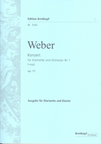 Weber Concerto Op73 No 1 Fmin Clarinet Sheet Music Songbook