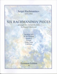 Rachmaninoff Pieces (6) Clarinet & Pf Denwood Sheet Music Songbook