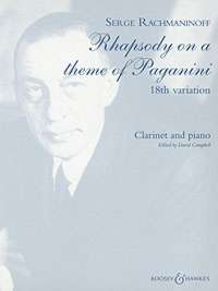 Rachmaninoff 18th Paganini Variation Clarinet/pf Sheet Music Songbook