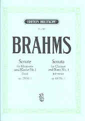 Brahms Sonata Op120 No 1 Fmin Clarinet & Piano Sheet Music Songbook