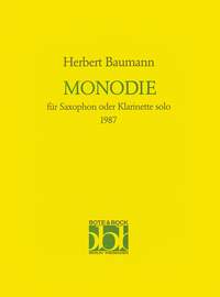 Baumann Monodie (1987) Clarinet Sheet Music Songbook
