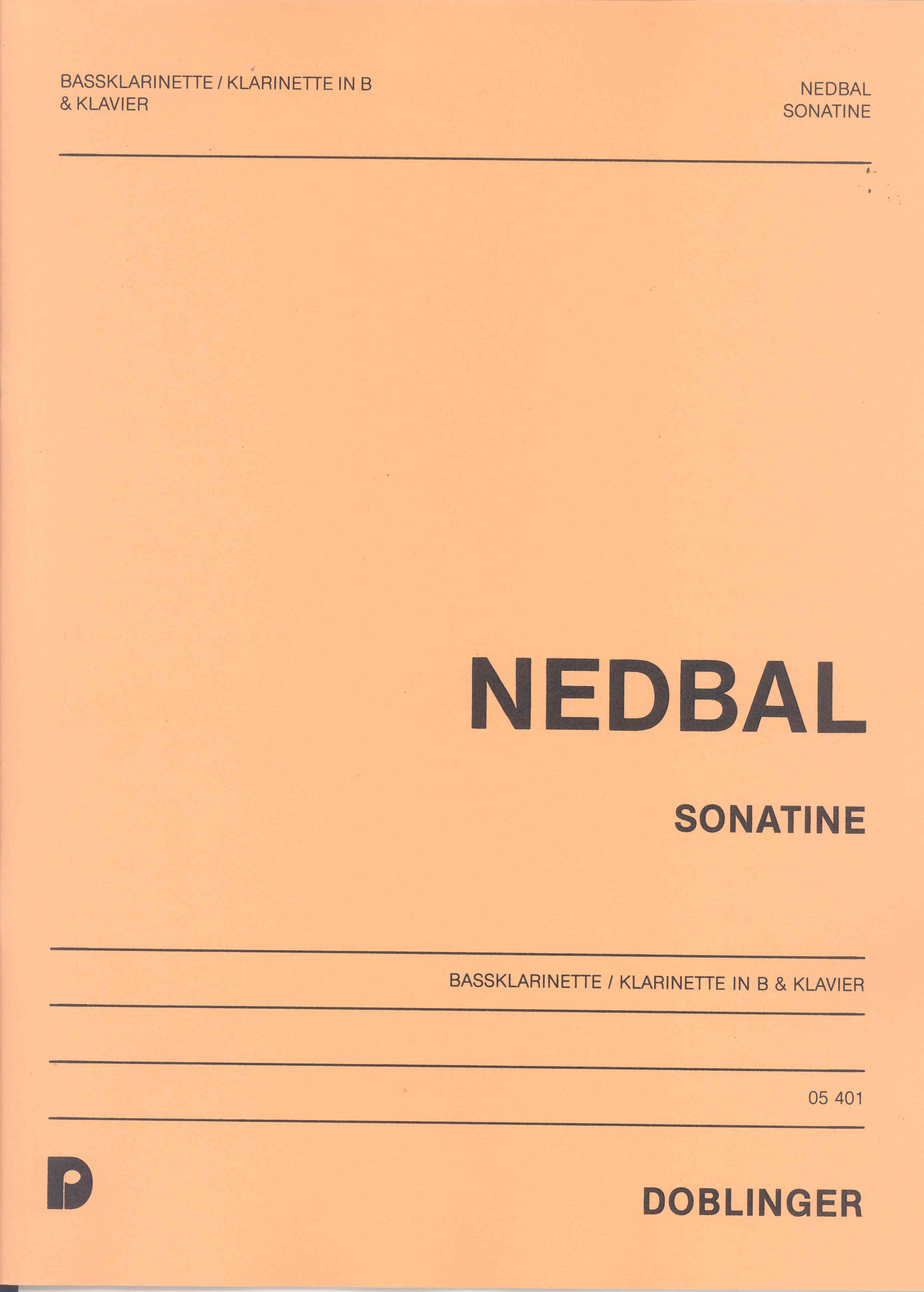 Nedbal Sonatine Bass Clarinet & Piano Sheet Music Songbook