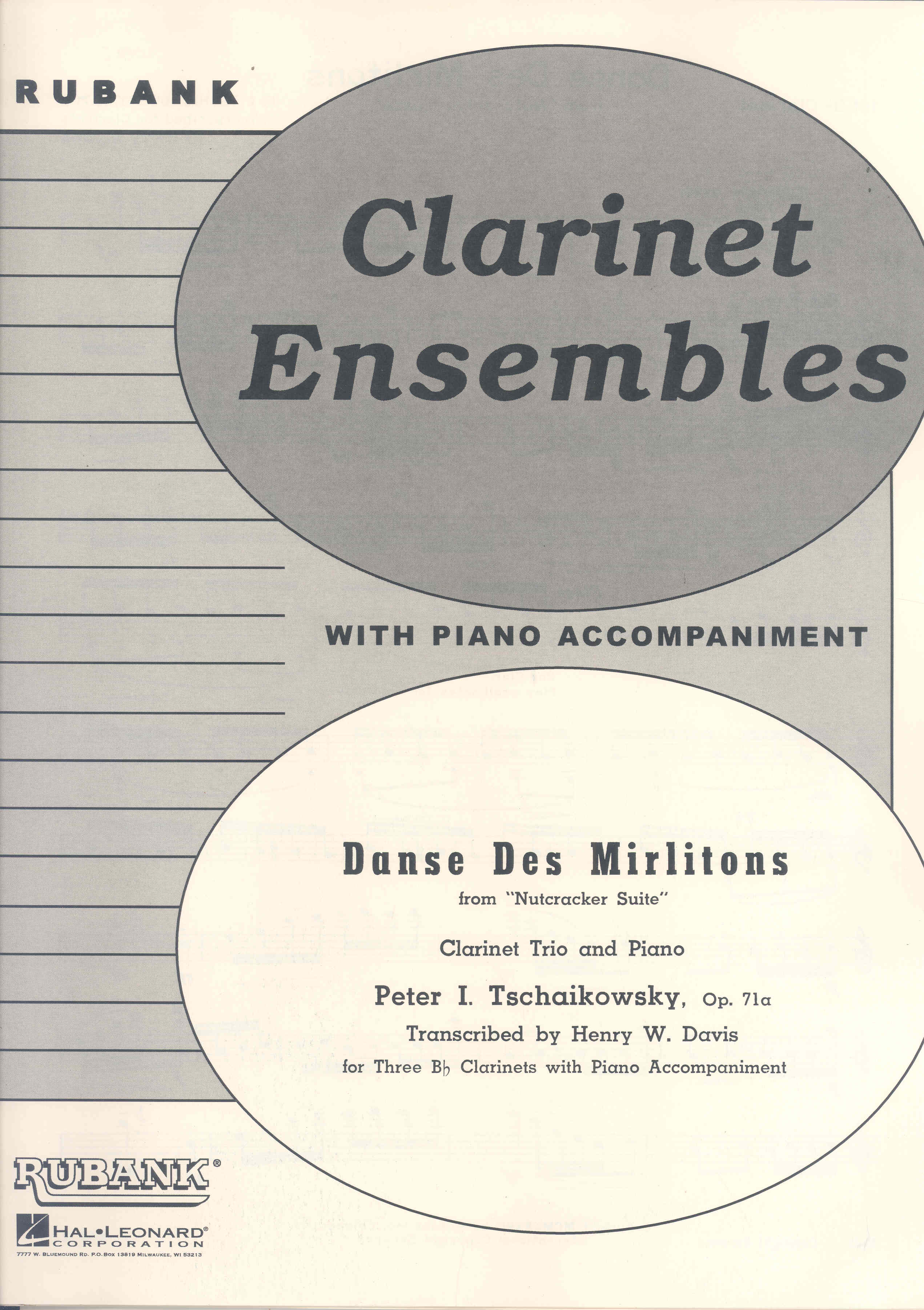 Tchaikovsky Danse Des Mirlitons Clarinet Trio & Pf Sheet Music Songbook