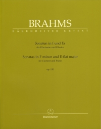 Brahms Sonatas Fmin & Eb Op120 Clarinet & Piano Sheet Music Songbook
