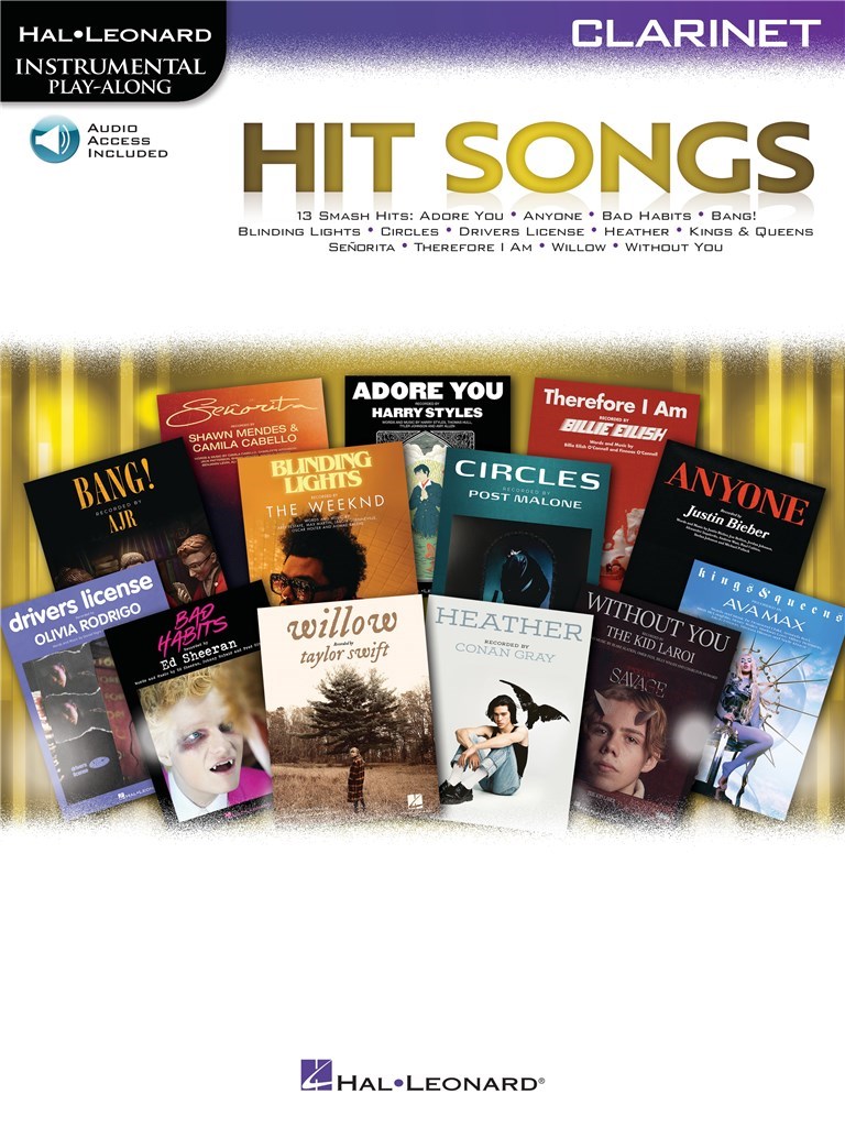 Hit Songs Instrumental Play Along Clarinet +online Sheet Music Songbook