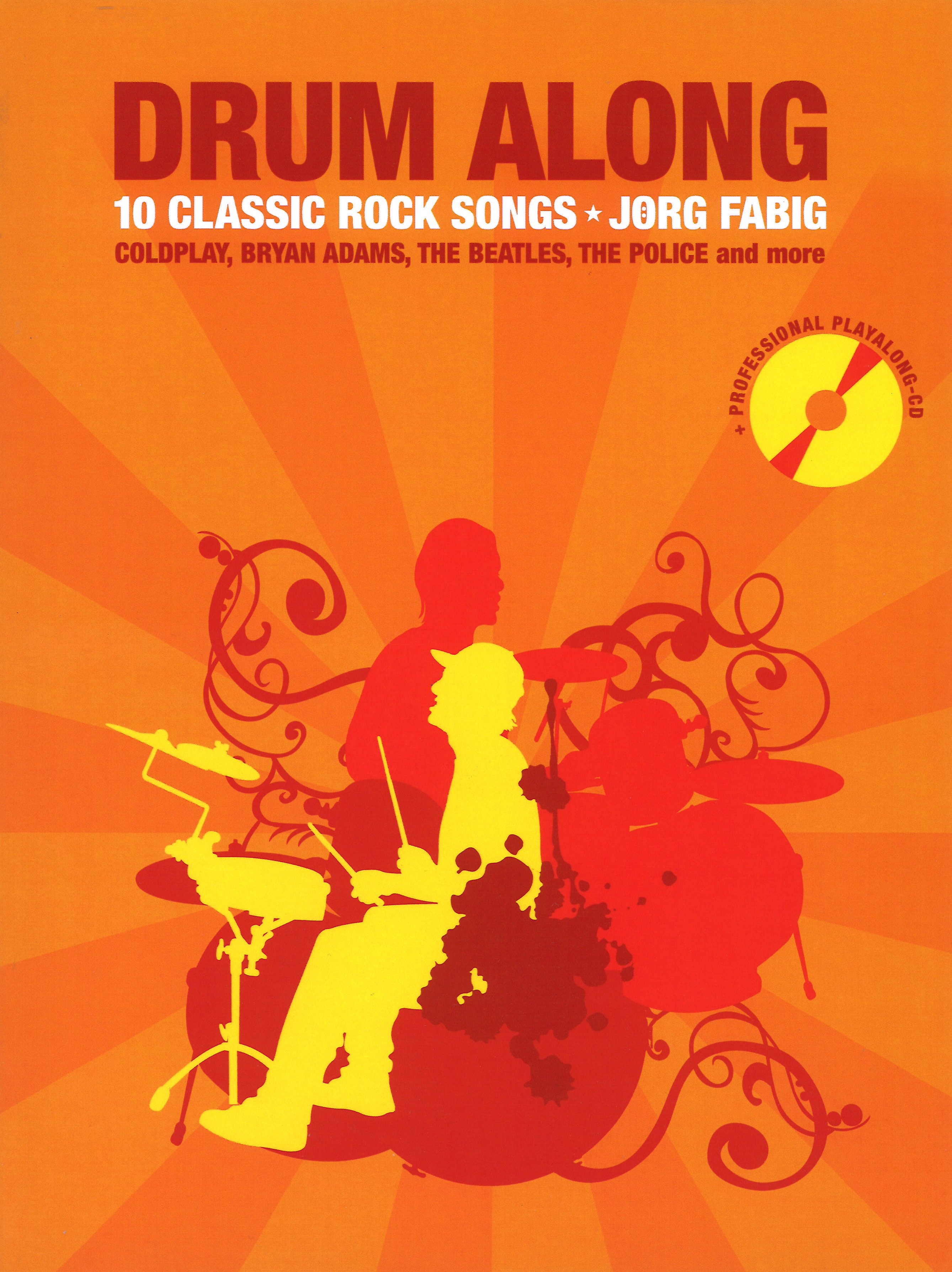 Drum Along 10 Classic Rock Songs Book Cd Sheet Music Songbook