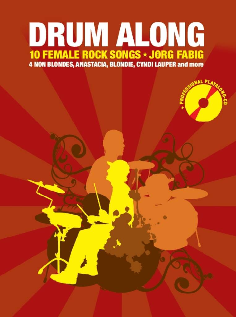 Drum Along 10 Female Rock Songs Book Cd Sheet Music Songbook