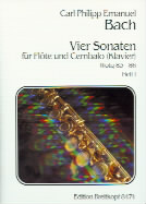 Bach Cpe Sonatas (4) Vol 1 Wq 83/86 Flute Sheet Music Songbook