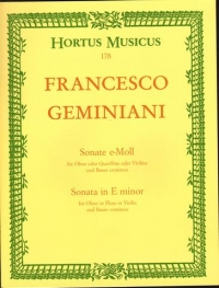 Geminiani Sonata E Minor Flute & Oboe Sheet Music Songbook