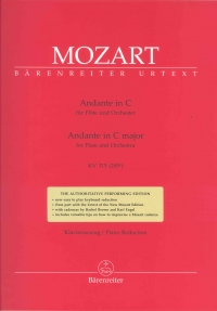 Mozart Andante K315 C With Cadenzas Flute & Piano Sheet Music Songbook