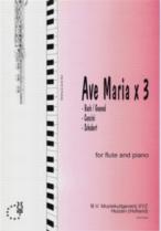 Ave Maria (3) Bach/gounod Caccini Schubert Flute Sheet Music Songbook