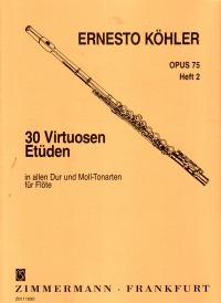 Kohler 30 Virtuoso Etudes Op75 Vol 2 Flute Sheet Music Songbook
