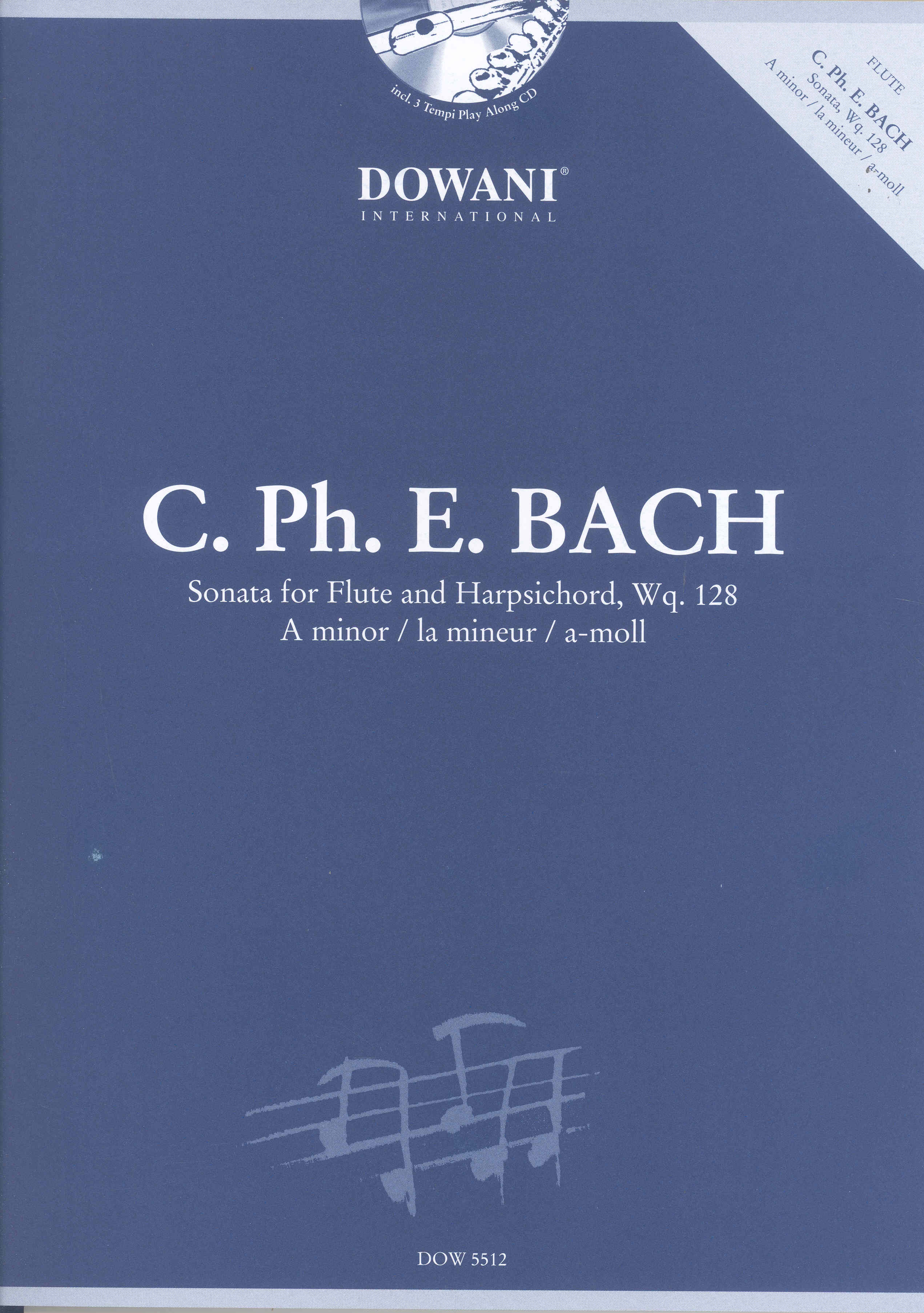 Bach Cpe Sonata Wq128 Dowani Flute Book & Cd Sheet Music Songbook