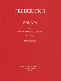 Frederick Ii Sonata C Flute & Basso Cont Spitta 40 Sheet Music Songbook
