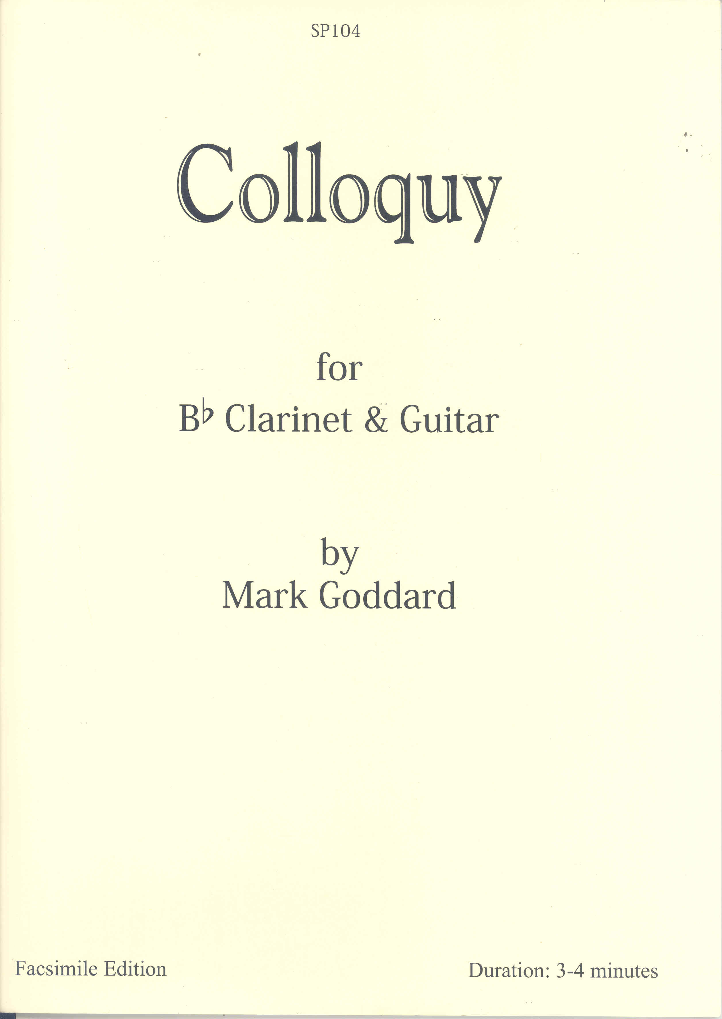 Goddard Colloque Clarinet In Bb & Guitar Sheet Music Songbook