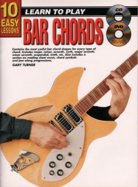 10 Easy Lessons Bar Chords Guitar Book + Cd & Dvd Sheet Music Songbook